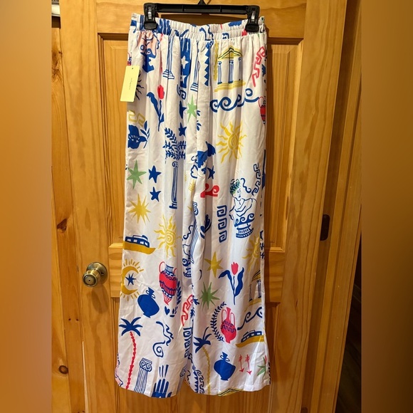 Peach brand Graffic Style wide leg pants women’s Medium NWT - Picture 2 of 11